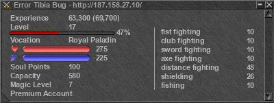 Signature for player Error Tibia Bug